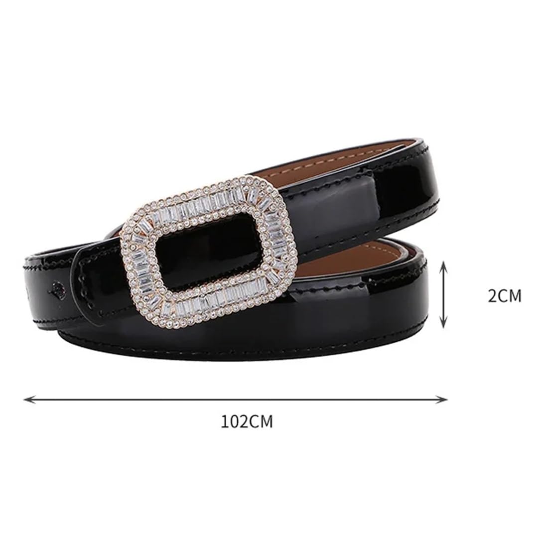 Cinturón de cuero vacuno con hebilla de diamantes de imitación para mujer, accesorios de lujo, retro, punk, cintura fina