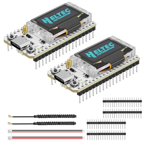 YELUFT 2 Pack ESP32 LoRa V3 Development Board with 915MHz LoRa Antenna Integrated WiFi Bluetooth SX1262 CP2102, 0.96-inch OLED Display, Type-C Interface for Meshtastic