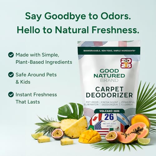 Image of Good Natured Brand | Carpet Deodorizer & Freshener Powder | 31 oz Pet Odor Eliminator for Strong Odor & Pet Urine | Tropical Volcano 2026 Scent | Safe for Homes with Pets