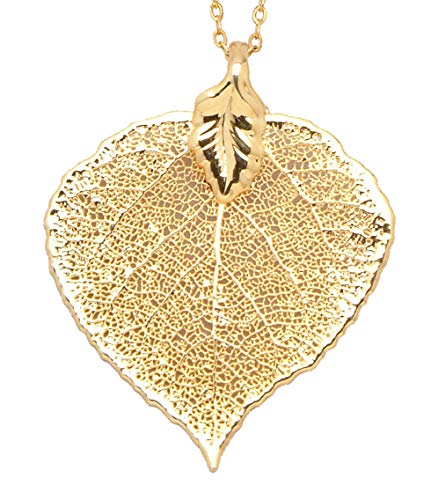 24K Gold Dipped Aspen Leaf with Gold-Plated Chain
