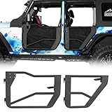 Hooke Road Wrangler JK 4 Doors Tube Half Door Offroad Trail Doors for 2007-2018 Jeep Wrangler JK Unlimited 4-Door, Set of 4, Include Black Shade Skin Meshes