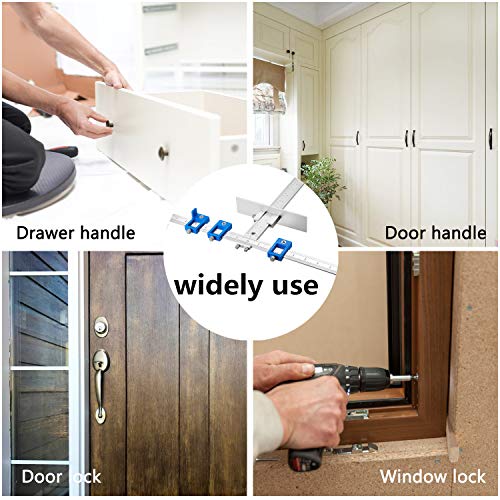 Tourace Cabinet Hardware Jig for Handles and Knobs Aluminum Alloy Drill Guide Sleeve Drawer Pull Wood Drilling Dowelling Tools Set Drawer Knob Pull Drilling Templates Jig Tool.