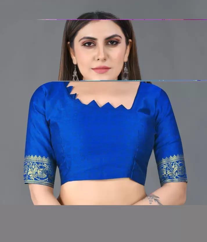 Image of StyleScope Women's Kanjivaram Banarasi Jacquard Silk Saree With Unstitched Blouse Piece (Silk Mix)