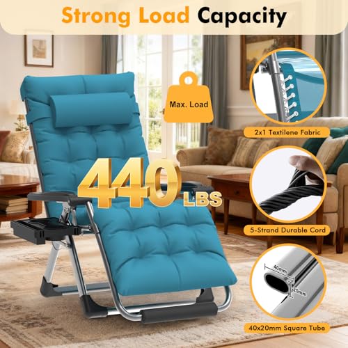 Image of Slendor Oversized Zero Gravity Chairs XL, 29in Recliner Chair, Light Blue