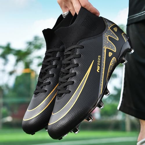 Xjiodf Men'S Soccer Shoes Football Cleats High-Tops Lace-Up Non-Slip Spikes Indoor Outdoor Sports Athletic Baseball Lacrosse Sneaker Black Eu 42 thumb #4