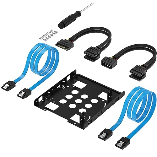 SABRENT Kit de montaje de unidad de disco duro interno de 3.5 a 2 unidades de estado sólido (SSD) / 2.5 pulgadas, incluye cables SATA y de alimentación [BK-HDCC]