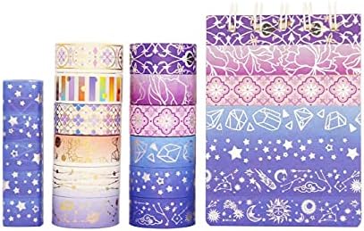 YUBX Gold Washi Tape Set VSCO Silver Decorative Tape for DIY Crafts, Bullet Journals, Planners, Scrapbooking, Wrapping 15mm Wide (Starry Night 12 Roll)