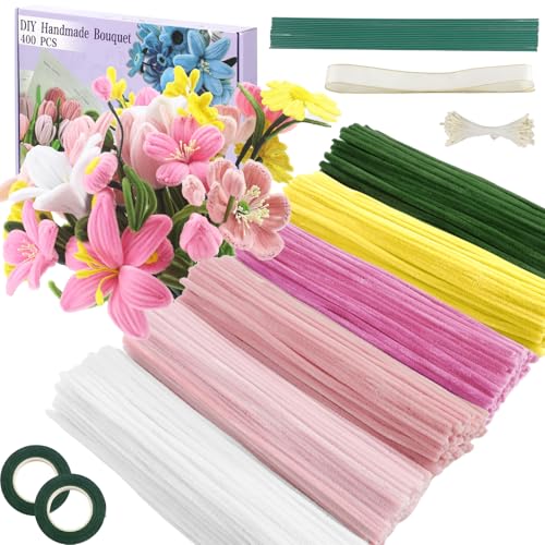 Image of 400 Pcs Pipe Cleaners Craft, 6 Assorted Colors Pipe Cleaners Bulk