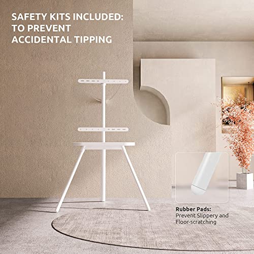 Easel Tv Stand For 43 To 65 Inch Led Lcd Oled Screens Hold Up To 88Lbs, Height Adjustable Tripod Tv Floor Stand With Shelf/Snap Lock/Anti-Tip Strap, Max Vesa 400X400Mm, Matte White #TOP4