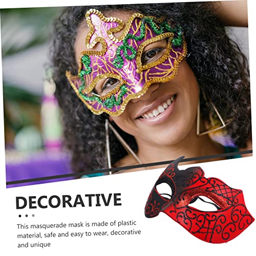Máscara veneciana Healeved cómoda máscara media roja de mujer para halloween sin dañar maquillaje 5