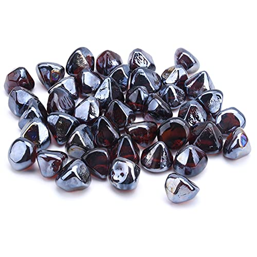 GasSaf Diamanten- Feuerglas für Gas- oder Propangas- Feuerstelle, Kamin und Landschaftsbau, 9 kg, 2, 5 cm (heller Bernsteinglanz)-3