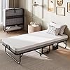 Einhomn Folding Bed with Mattress, 76 x 38 Inch Roll Away Foldable Bed Frame with Storage Shelf & Side Pocket, Twin Size Portable Fold Up Guest Bed with Heavy-Duty Metal Frame for Adults, Space Saving