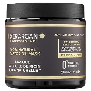 Kerargan – Mascarilla Capilar Anti-Caída con Aceite de Ricino – Cuidado Intensivo para Cabello Seco y Quebradizo – con Aloe Vera – Sin sulfatos, GMO, aceites minerales – 500ml