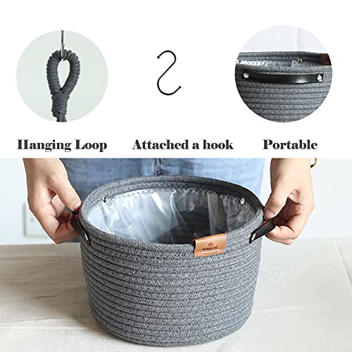Tiered Macrame Hanging Planter One-Piece Cotton Woven Rope Flower Pots ,Indoor Outdoor Home Decor Waterproof Lining Hydroponic Plant Baskets Pots-Dark Grey #TOP3