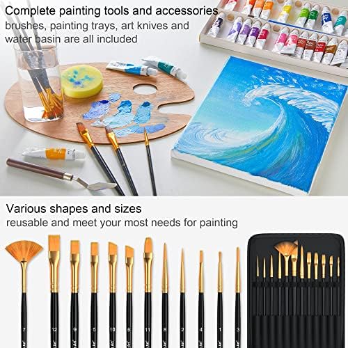 Acrylic Painting Set, Shuttle Art 59 Pack Professional Painting Supplies with Wood Tabletop Easel, 30 Colors Acrylic Paint, Canvas, Brushes, Palette, Complete Painting Kit for Kids, Adults, Artists 5 51XfPMn05tL. AC