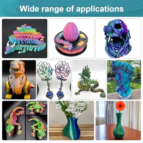 Image of 3D Printer Filament Bundle,1.75MM Silk PLA Filament Multicolor 250g*10 Rolls,Bulk Filament fits for Most FDM 3D Printers.