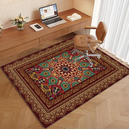 QIYFOZ Tappetino per Sedia da Ufficio in Legno Duro 100 x 120 cm per la Protezione del Pavimento, Tappetino Multiuso per Sedia a rotelle per Computer da Gioco, Tappeto a Pelo Corto, Protezione per