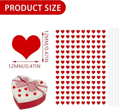 1200 Stück Herz Sticker, 1cm Mini Aufkleber Herz, Rot Belohnungs Sticker Herzen, Selbstklebend Aufkleber Herzen, Lustige Herzaufkleber, Herz-Aufkleber, für Geschenkverpackungen Scrapbooking