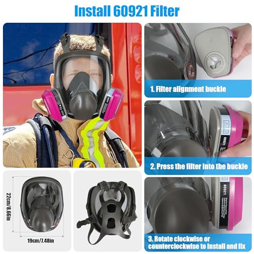 Sljhl Full Face Gas Respirator Mask With 60921 Filters thumb #3