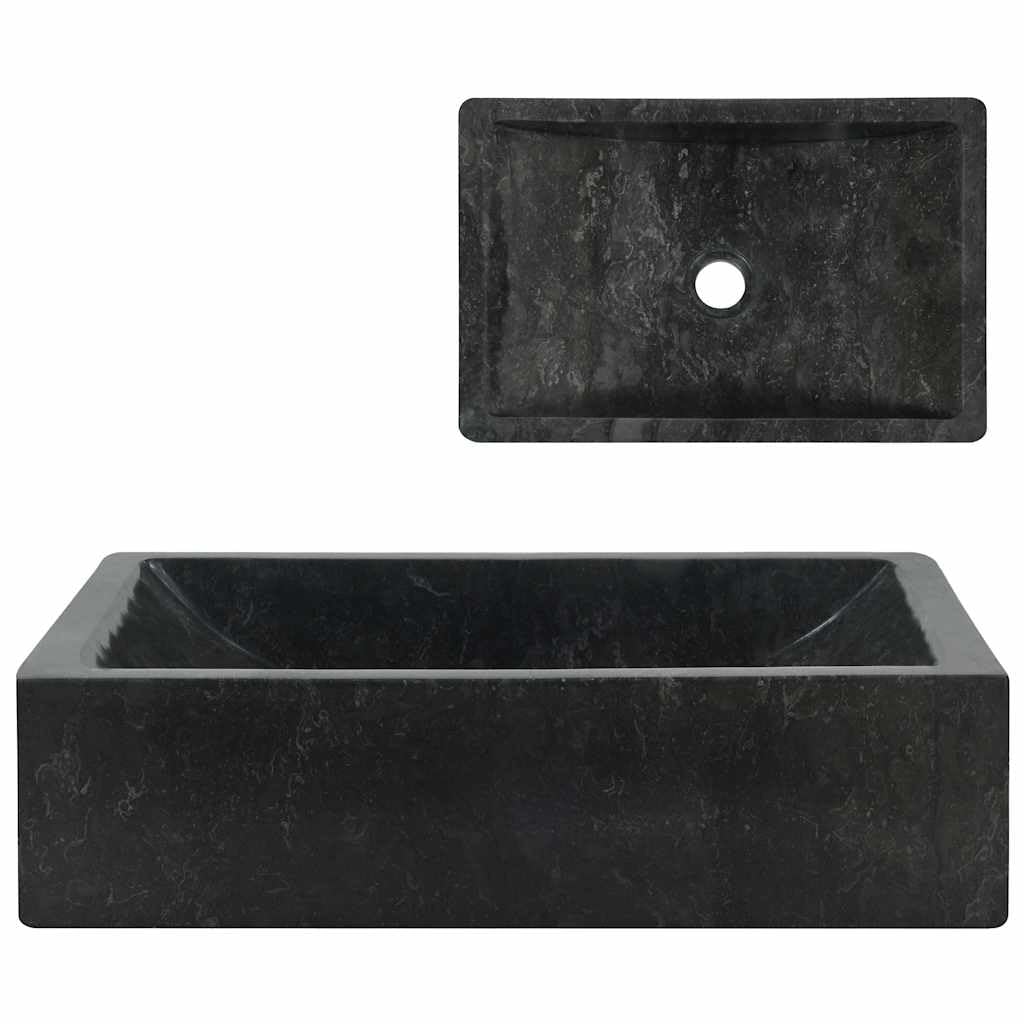 vidaXL Lavandino da Bagno Marmo Nero Lucido con Foro Lavabo Scarico Lavello