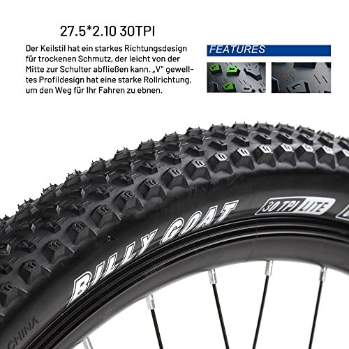 Foto von Obor 2 x Fahrradreifen-27.5 * 2.10 30TPI Faltbar Mountainbike-Reifen Schwarz