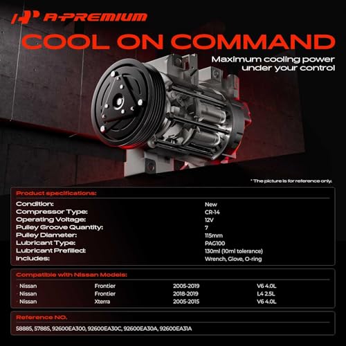 A-Premium Air Conditioner AC Compressor with Clutch Compatible with Nissan Frontier 4.0L 2.5L 2005-2019, Xterra 4.0L 2005-2015 by A-Premium - Used condition - Image 2