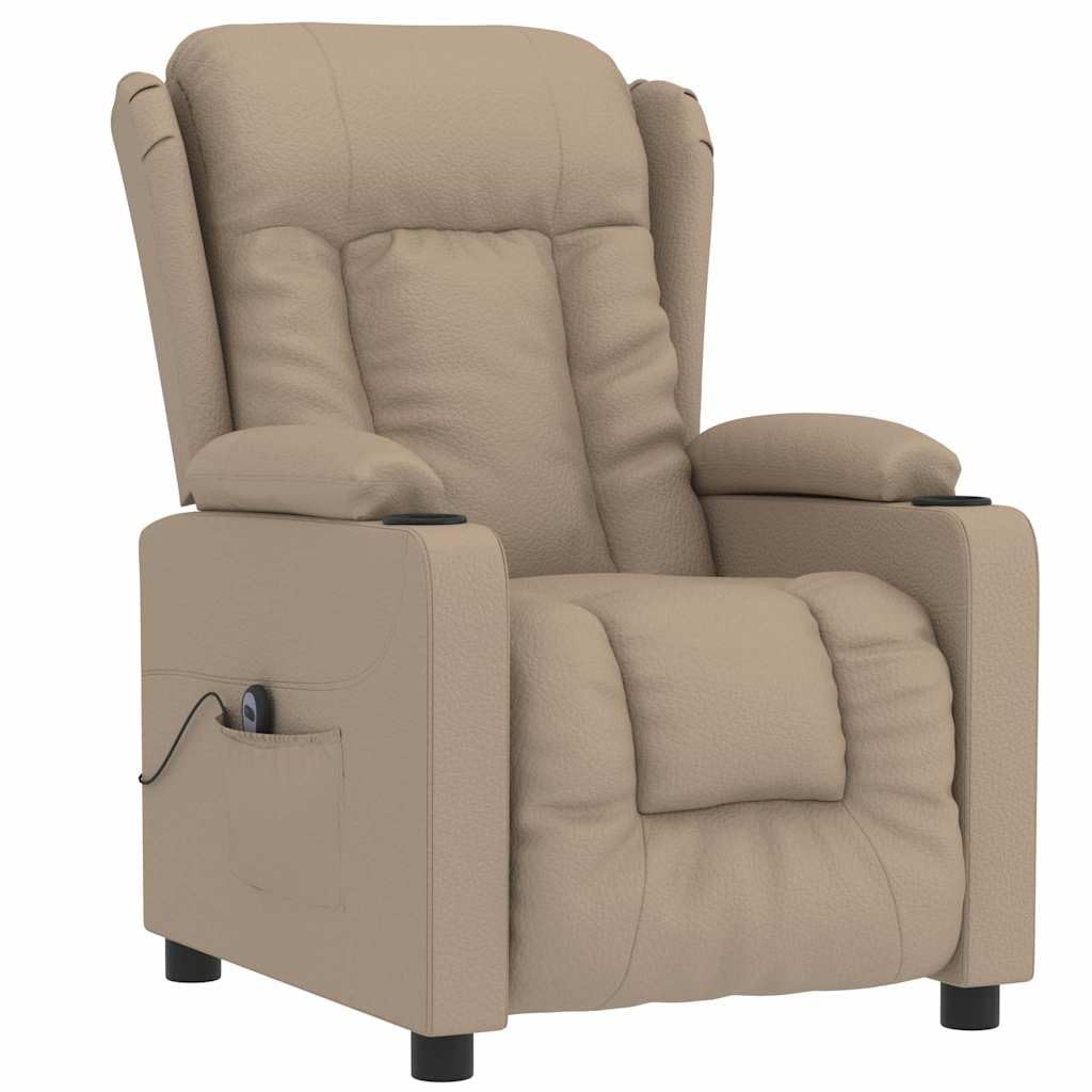 Fauteuil relax électrique en cuir synthétique marron cappuccino avec 3