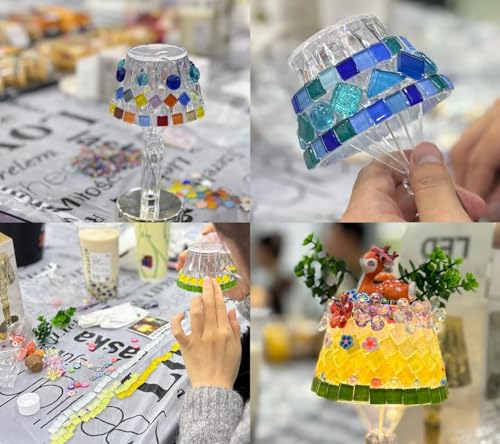 Caelura Mosaiksteine 200g, Quadratische Mosaikfliesen, Glasmosaiksteine Bastelset mit Kunststoffbox, Bunt Mosaik Steine 1x1cm, Mini Mosaik Fliesen für DIY Kunsthandwerk, Heim Deko, Blumentöpfe