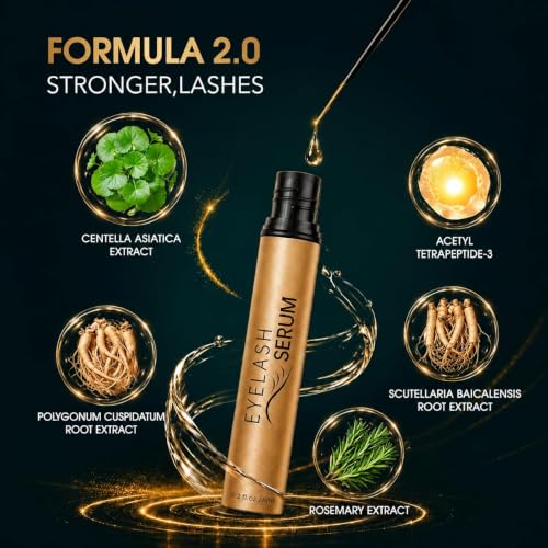 Image of Lash Serum for Eyelash Growth with Multi-Peptide, Vegan Eyelash Serum Enhancer for Sensitive Eyes, Nourishing Formula for Longer, Fuller-Looking Lashes