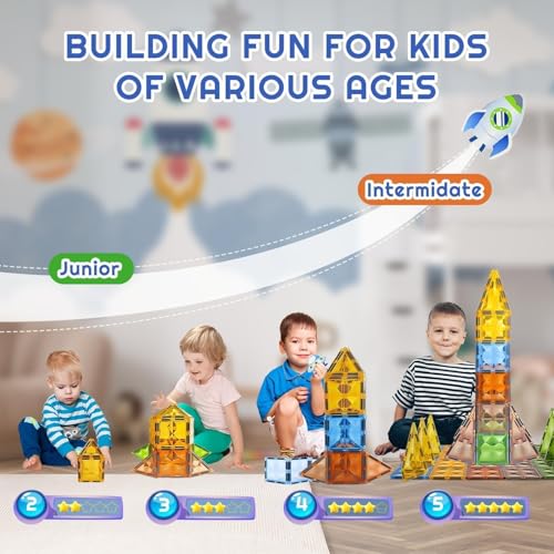 Image of Magnetic Tiles, 28Pcs 3D Magnet Building Tile Set, Magnetic Building Blocks, Stem Learning And Playing Toys For Kids, Montessori Toy For Preschool Boys Girls Toddlers Classroom Must-Haves
