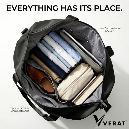 Image of Nylon 41L Expandable Travel Bag for Women, Foldable Waterproof Duffle Bag, Lightweight Carry-On Luggage with Wet Pocket, Vanity Handbag for Travel & Gym (Black, 41 Liter)