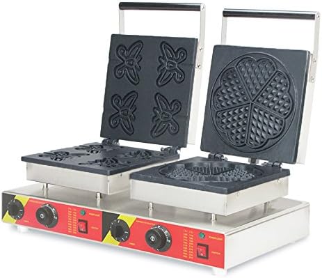 LEIRUO Máquina de gofres comercial 2 en 1 máquina de gofres eléctrica antiadherente en forma de corazónmariposa para gofres 220 V