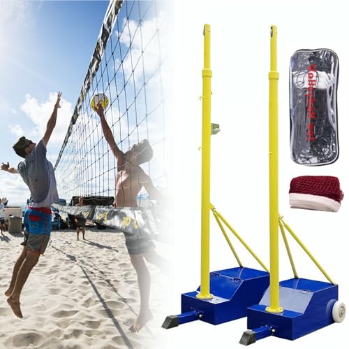 Pali da badminton con telaio a rete, resistente supporto per pallavolo con 2 reti, altezza regolabile da 12 a 2 m, per cortile, interni ed esterni, scuola per adulti