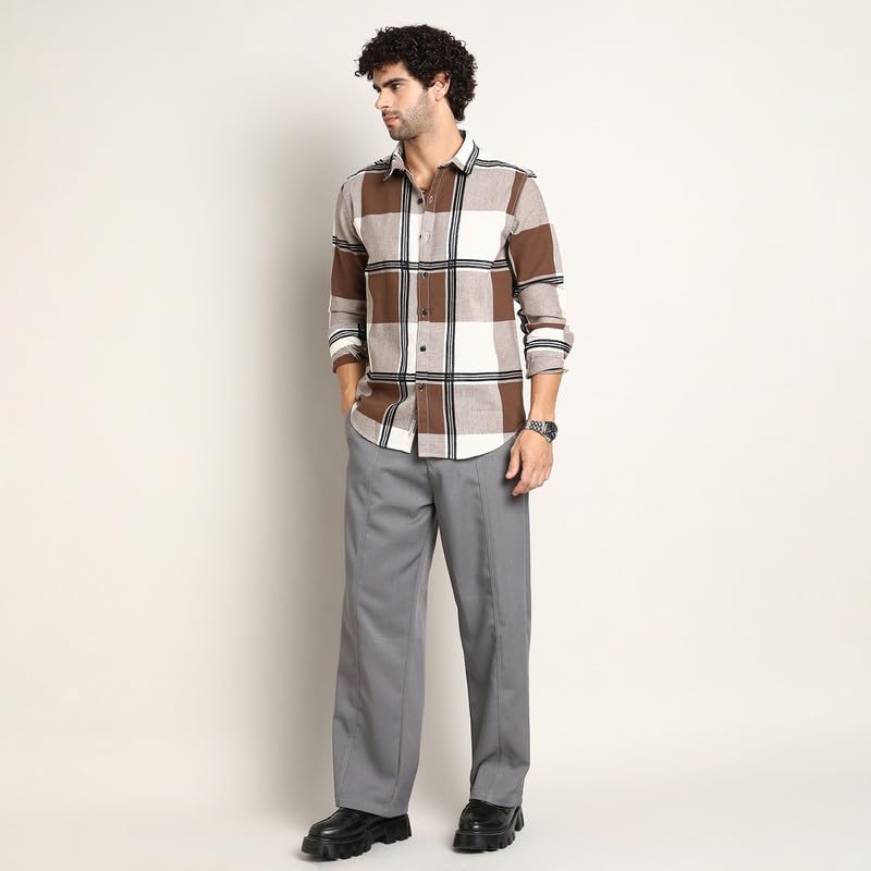 Image of CAHOOT Men's Shirt for Casual Wear | Mid-Rise | Regular Fit | Button Closure | Shirt Crafted with Comfort Fit for Everyday Wear