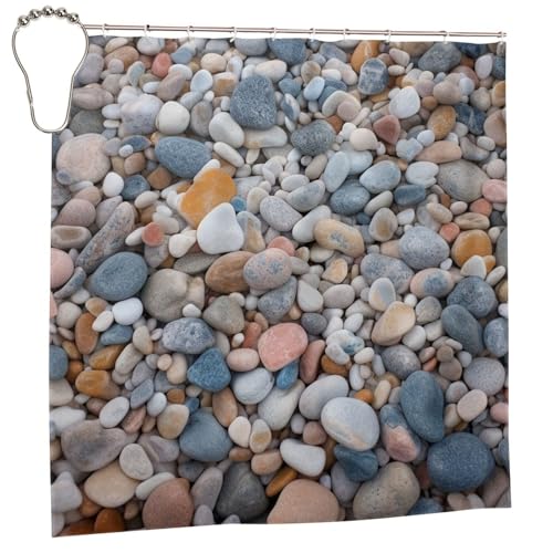 Rideau de douche anti-moisissure et résistant style galets de plage