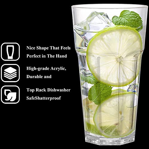 Tebery 6 Pack 350ml Stackable Plastic Tumbler Cups, 12oz Drinking Glasses Water Glasses, Reusable Acrylic Tumblers, Unbreakable Glasses for Adults Kids Party - Image 4