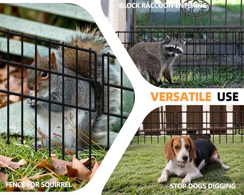 KYATE 15 Panels Dog Digging Fence Barrier, 15ft(L) X 13in(H) 1.2 Grip Animal Barriers Fences No Dig Defense Rabbits Fencing for Garden Outdoor Yard Deck Bottom Blocker, Black