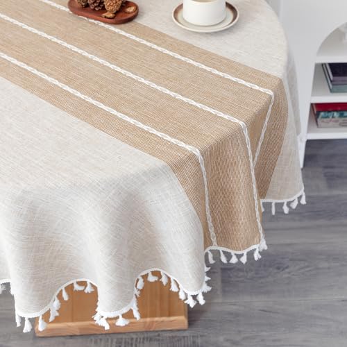 YZKITM Waterproof Round Burlap Tablecloth