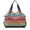 SNUG STAR Handtasche Damen,Canvas Tasche Damentasche Multi-Color-Striped Umhängetasche Damen Groß Schultasche Canvas Shopper Tasch Muttertag Geschenk Hobo Bag (C stylen) #1
