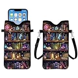 Cell Phone Sleeves Bag for Women, Neoprene Cell Phone Sleeve Pouch Case Bags, Lightweight Sleeve with Crossbody Strap Neck Lanyard, Bookshelf Cell Phone Bag Gifts for Christmas Birthday 7.1 X 3.9 In