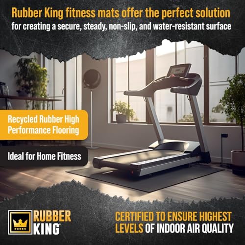Rubber King Multi-Purpose Exercise Mat - 4\' x 6\' x 7mm - 100% Recycled Thick Rubber Mat for Home Gym Flooring, Non-Slip, Low-Odor Durable Workout Mat for Indoor/Outdoor, Shoe-Friendly - Black - Thumbnail 3