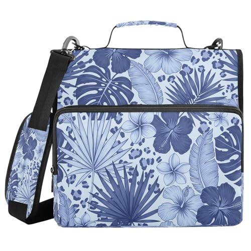 Carpeta de 3 anillas con cremallera diseño exclusivo azul tropical con asa de transporte