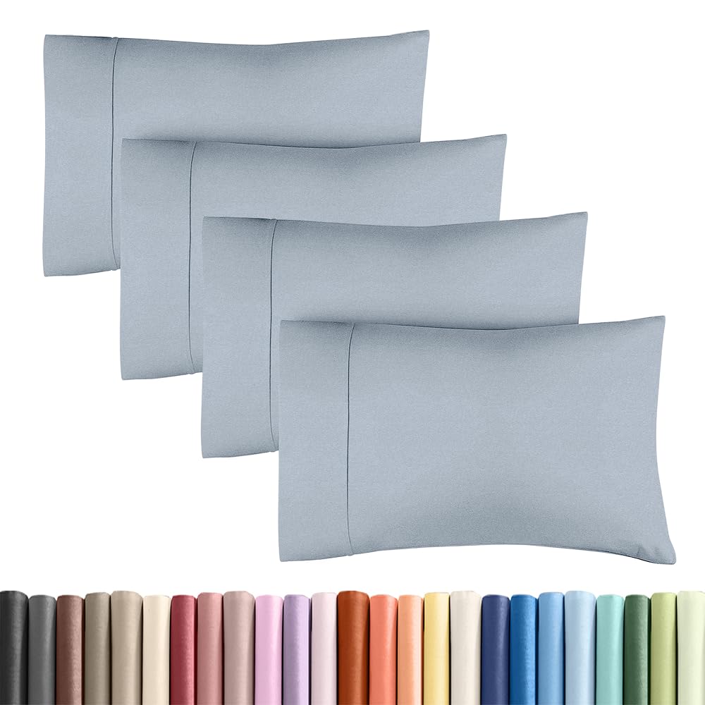 Photo 1 of Standard Pillow Cases Set of 2 - Ultra-Soft Hotel Quality Pillowcase Covers - Comfy & Wrinkle Free - Stain and Fade Resistant - Machine Washable Pillow Protectors - 2 Piece Set - Heathered Blue