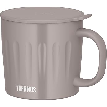 Thermos JTA-450 GG Vacuum Insulated Mug, 15.2 fl oz 450 ml, Greige, Embossed, Large Capacity Model, Dishwasher Safe, Enjoy Soup