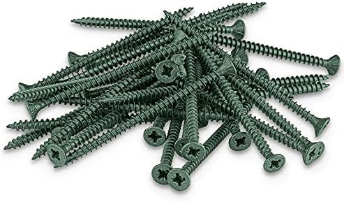 SEQUAL Ultimate Multipurpose Decking Screws M4 x 60mm (Box of 200), External Wood Screws, Carbon Steel Deck Screws, Countersunk Green Screws, Ideal For Decking, Fence, Floorboard, Hard And Softwood.