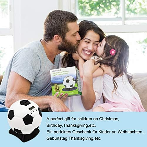 Digital Counting Money Box with Counter Football Piggy Bank Large for Kids Early Education Money Box with Automatic LCD Display Black and White