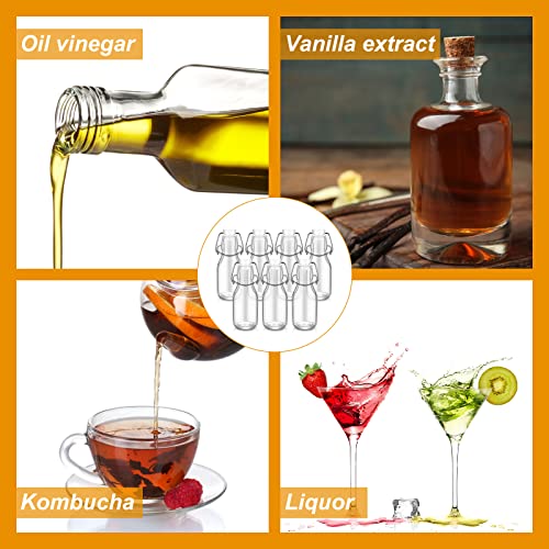 Lallisa 36 Pcs Small Swing Top Glass Bottles 3.5 Oz Clear Flip Top Glass Bottle With Caps Vanilla Extract Bottles With Stickers Chalk Folding Silicone Funnel For Kombucha Water Wine Beer Kefir Juice #TOP3