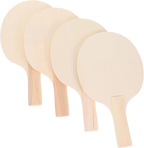 Yardwe 4Pcs Unpainted Table Tennis Paddle Blanks for DIY Projects Ergonomic Design Durable Blanks for Personal Decoration for Adults for Custom