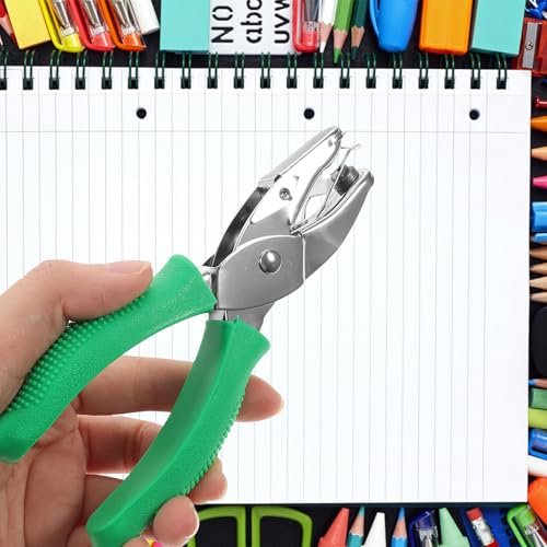 Perforadora manual para papel resistente, ideal para bricolaje escolar verde 5