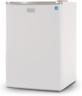 BLACK+DECKER 2.5 Cu. Ft. Compact Refrigerator, ENERGY STAR Certified, Single Door Mini Fridge with Chiller Compartment, Personal Fridge for Home or Dorm Room, R600a Refrigerant, BCRK25W, White